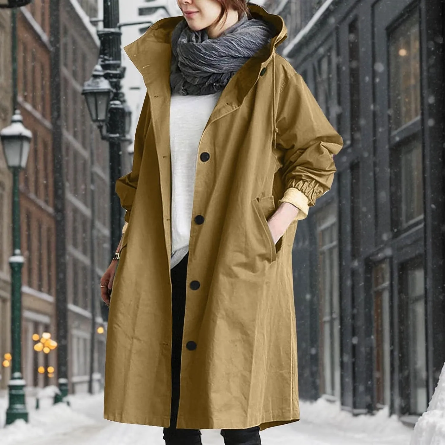 Women's Winter Overcoat Mid-Long Stand Collar Single Breasted Coat Outerwear
