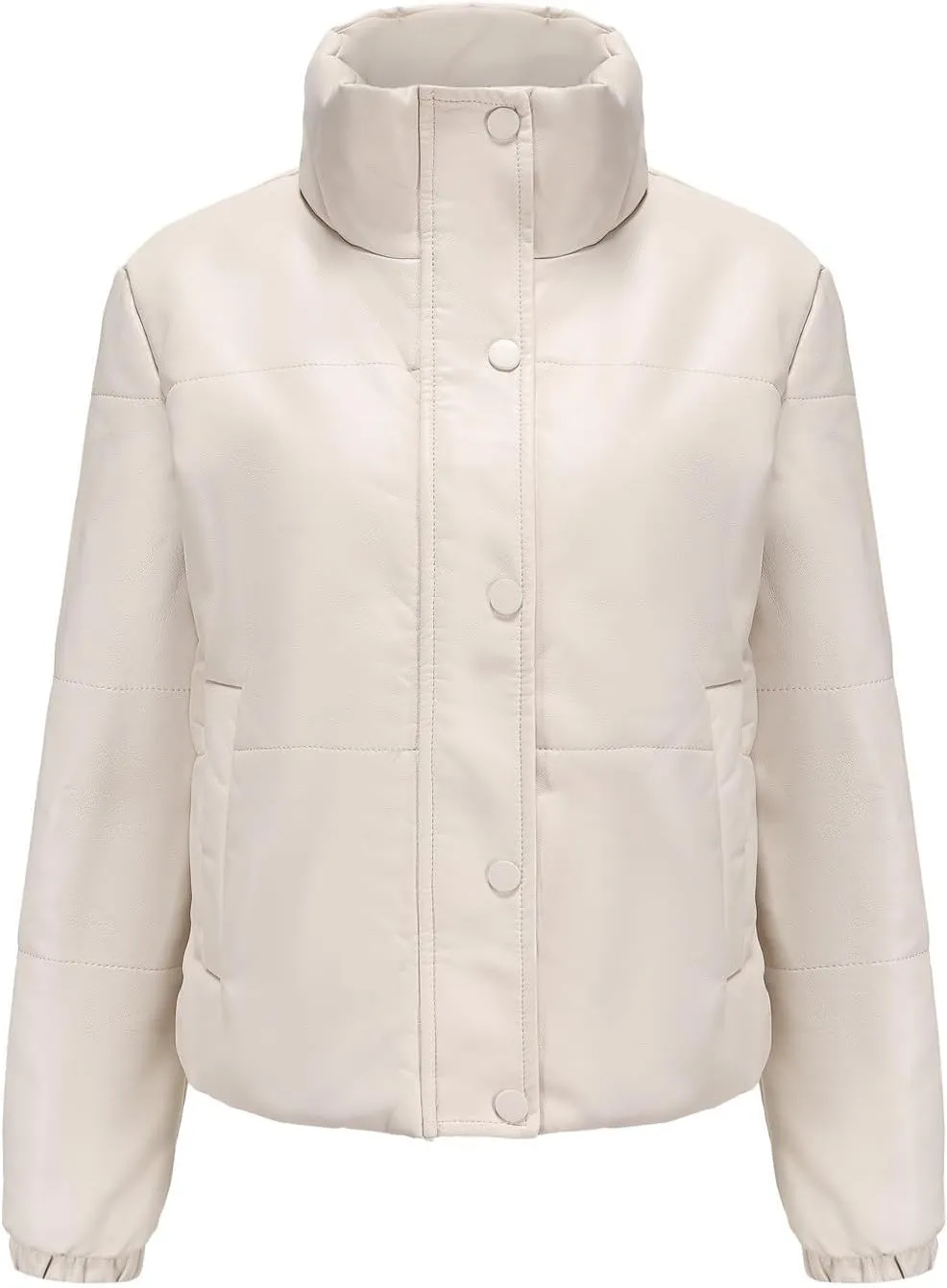 Women's Winter Puffer Jacket Long Sleeve Zip Up Quilted Baggy Warm Short Puffer Down Coats Hooded with Pockets