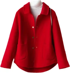 Wool Coat Women's Wool Blends Coat Winter Autumn Elegant Woolen Outerwear