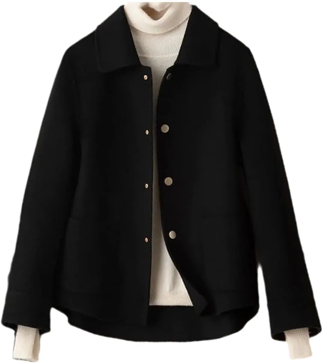Wool Coat Women's Wool Blends Coat Winter Autumn Elegant Woolen Outerwear
