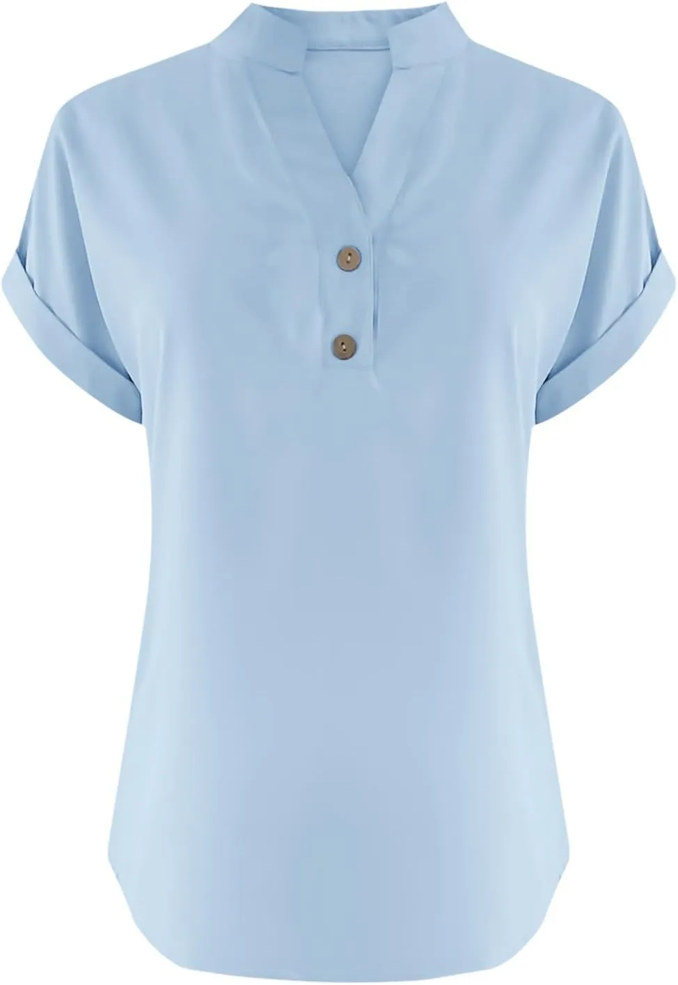 yardsong V Neck Tops for Women Cotton Linen Button Up Short Sleeve Shirts Summer Casual Loose Fit Beach Blouses Tees