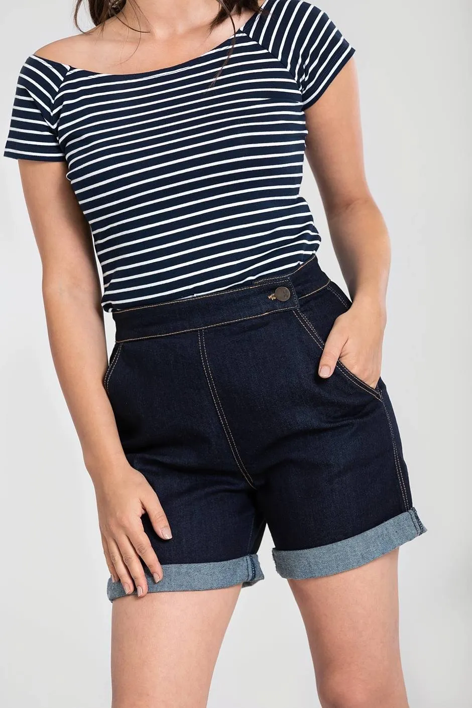 Yaz Dark Blue Denim Shorts