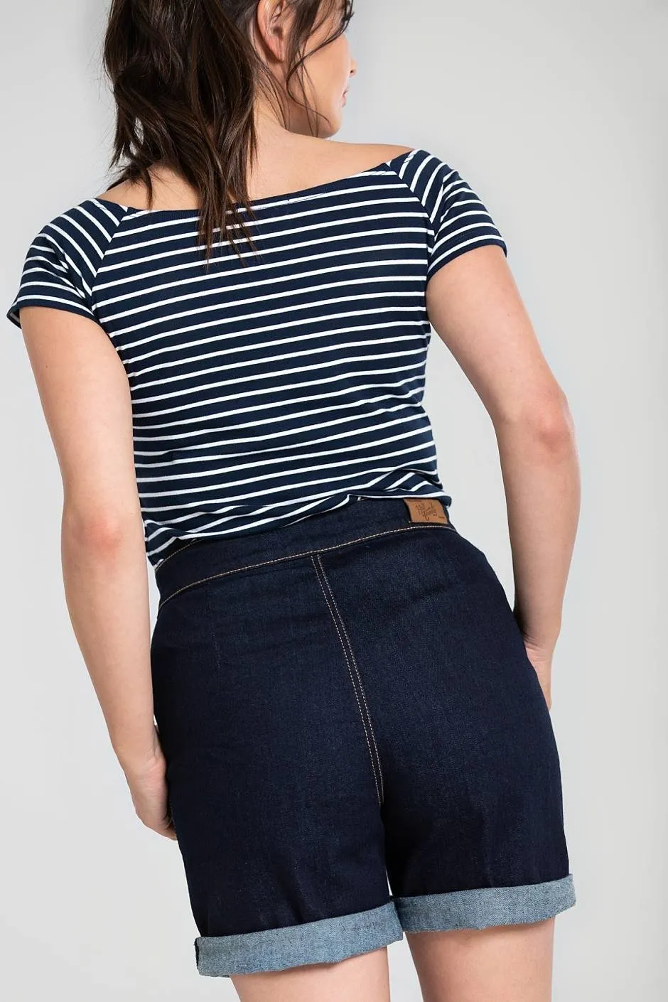 Yaz Dark Blue Denim Shorts