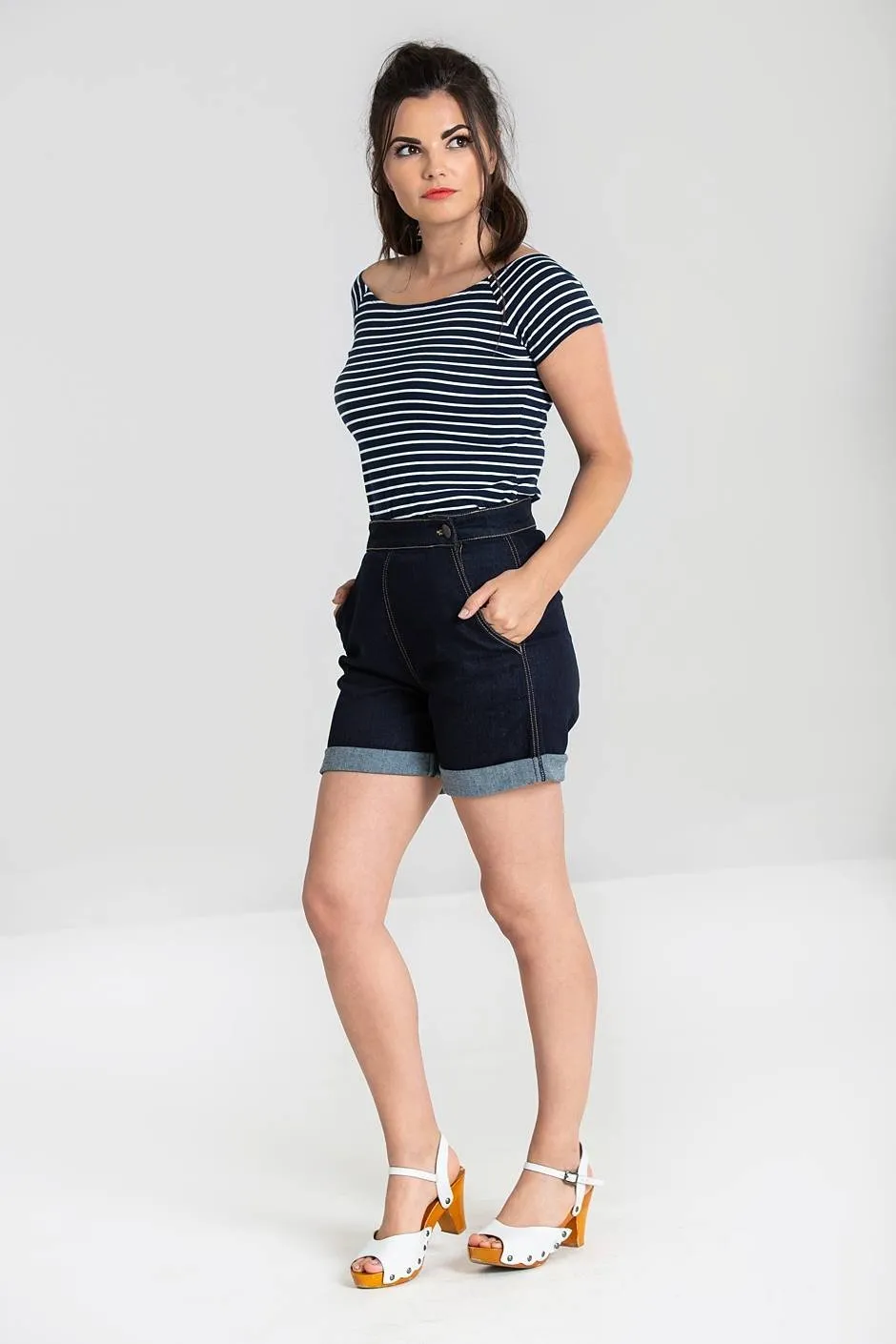 Yaz Dark Blue Denim Shorts