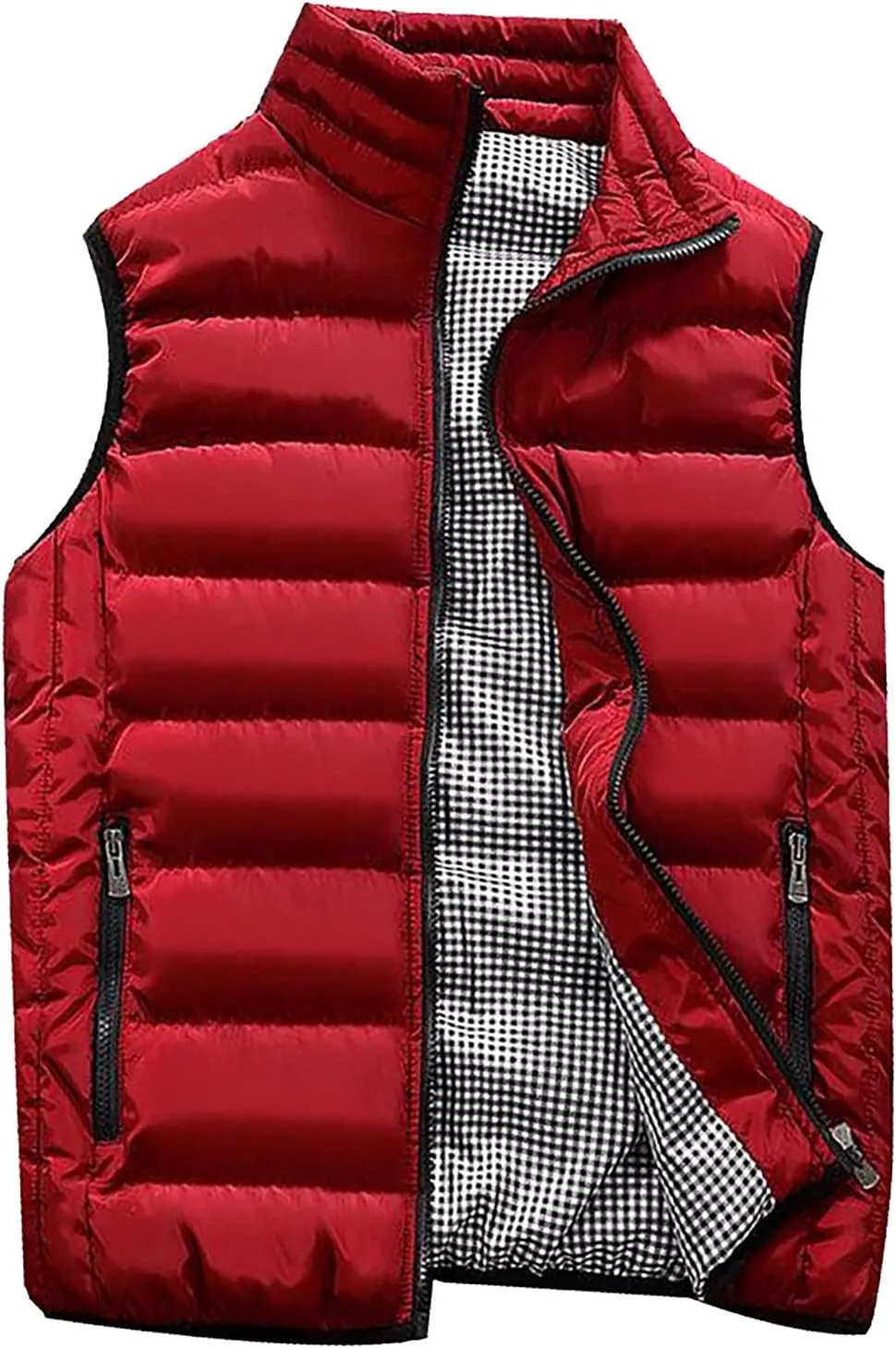 Ymosrh Men's Puffer Vest Outdoor Casual Stand Collar Padded Vest Coats Packable Vest, M-5XL