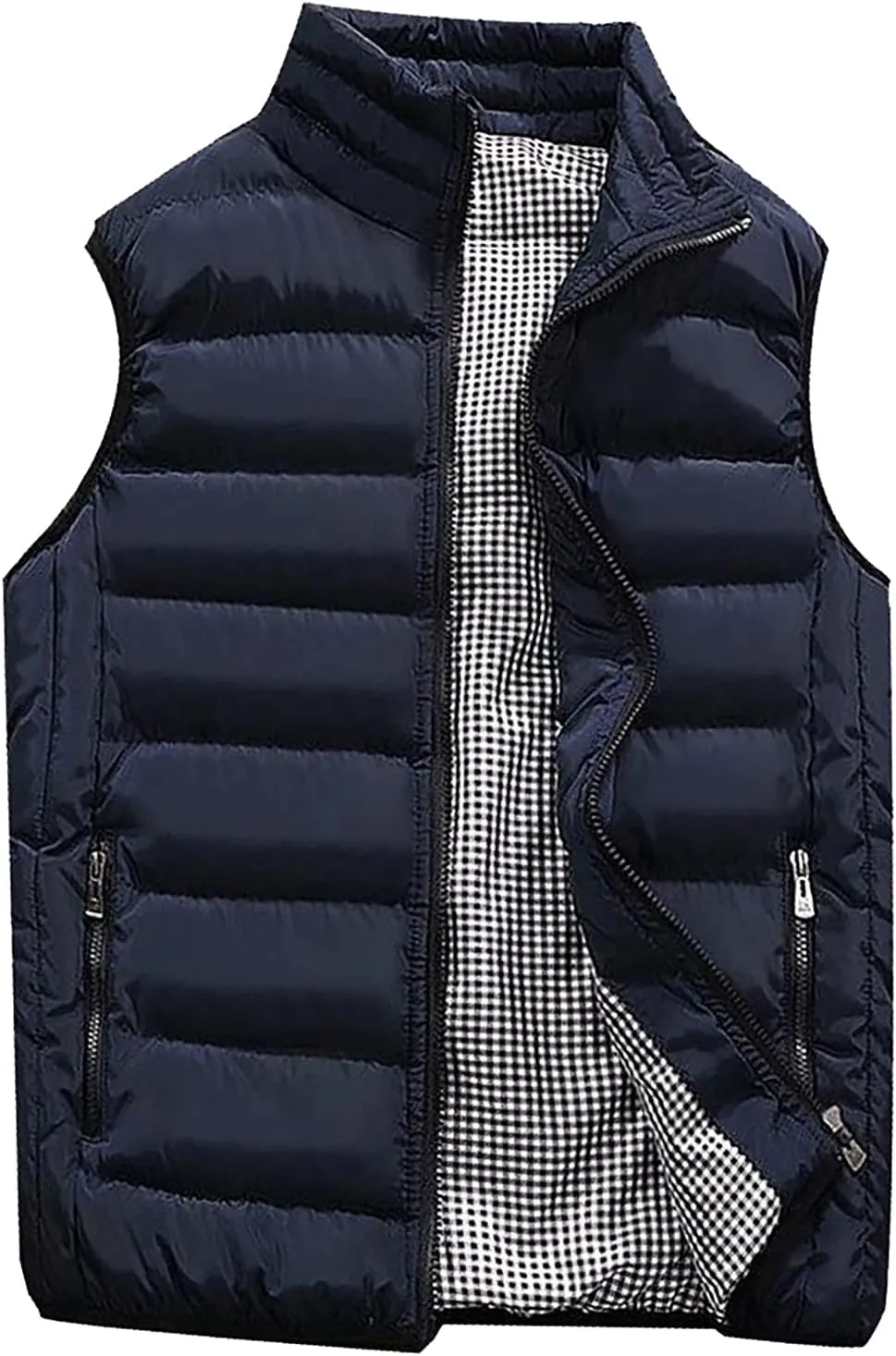 Ymosrh Men's Puffer Vest Outdoor Casual Stand Collar Padded Vest Coats Packable Vest, M-5XL