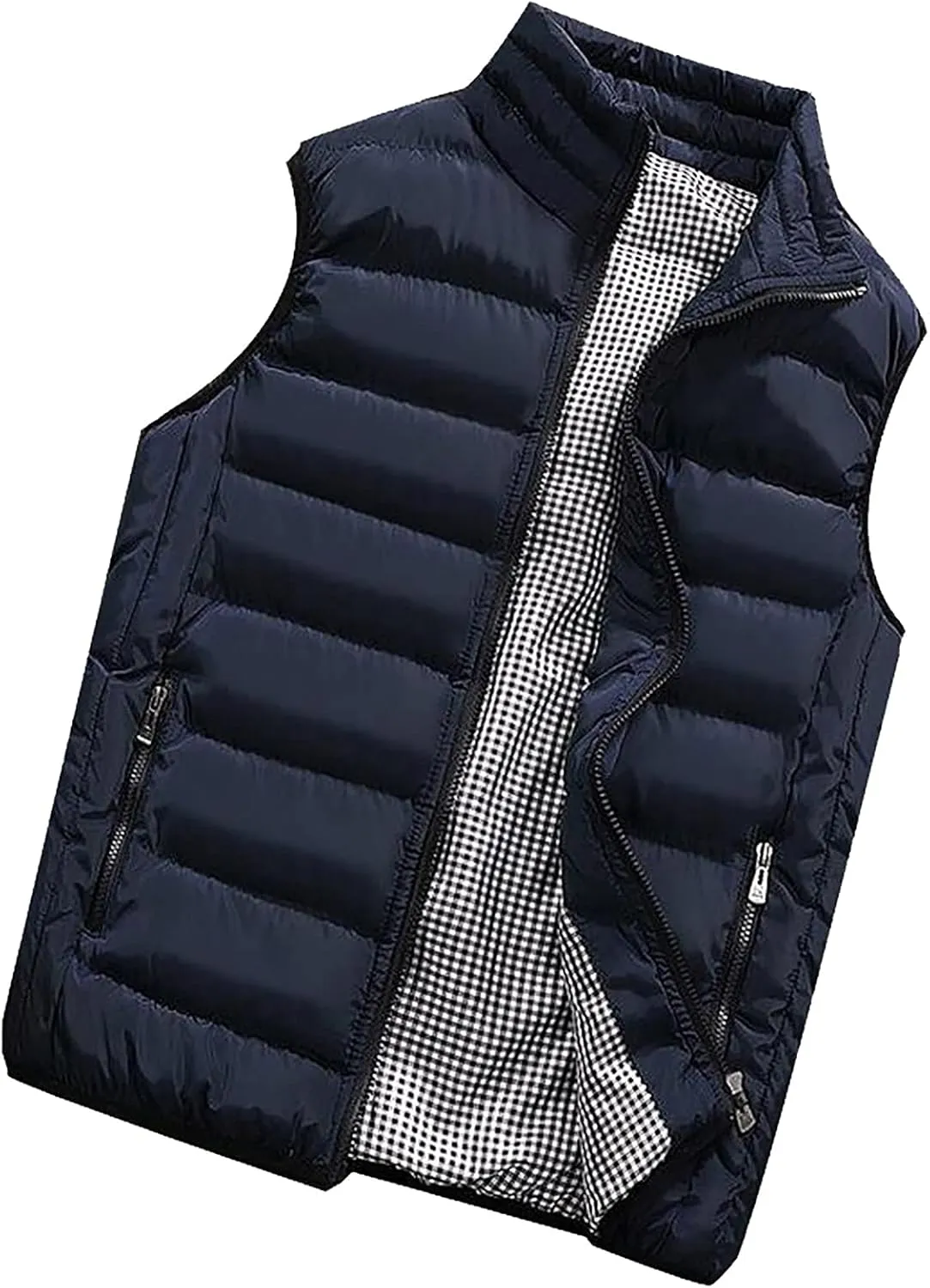 Ymosrh Men's Puffer Vest Outdoor Casual Stand Collar Padded Vest Coats Packable Vest, M-5XL