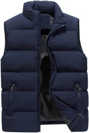 Ymosrh Men's Puffer Vest Outdoor Casual Stand Collar Vests Padded Jacket Coat Lightweight Vests, S-5XL