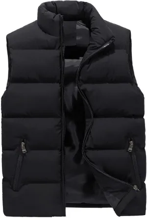 Ymosrh Men's Puffer Vest Outdoor Casual Stand Collar Vests Padded Jacket Coat Lightweight Vests, S-5XL