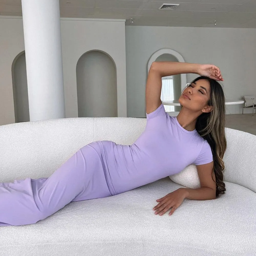 YOXUA Women's Casual Summer Maxi Dress,Crew Neck Short Sleeve Elegant Club Evening Party Cocktail Formal Bodycon Long Dresses