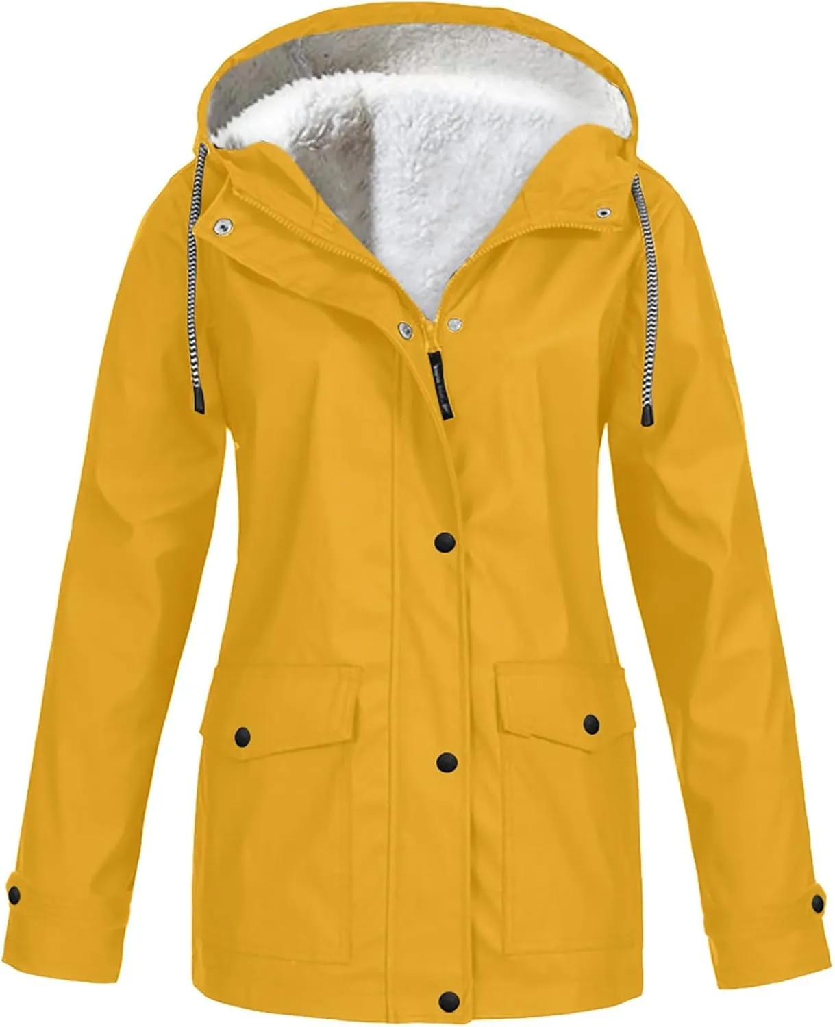 YUTANRAL Raincoat for Women Waterproof with Hood,Rain Jacket Women Lightweight Rain Jackets Women Casual Zip Up Hoodie Windbreaker Rain Coats Fall Winter Clothes Outdoor Trench Coat Y2k(Ac-Yellow,XL)