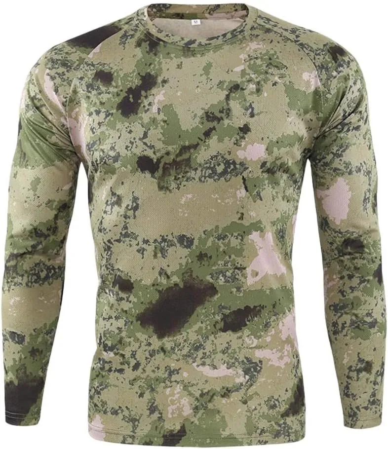 ZYXTIM Men's Dry-Fit Hiking Shirts Rash Guard Shirts Long Sleeve Camoflage Lightweight Active Sports Gym Workout Tee Shirts